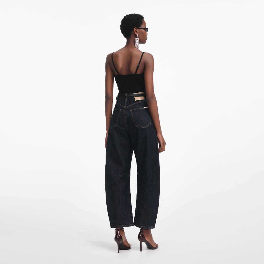 Self Portrait Black Lace Trim Rib Knit Top CLOTHING