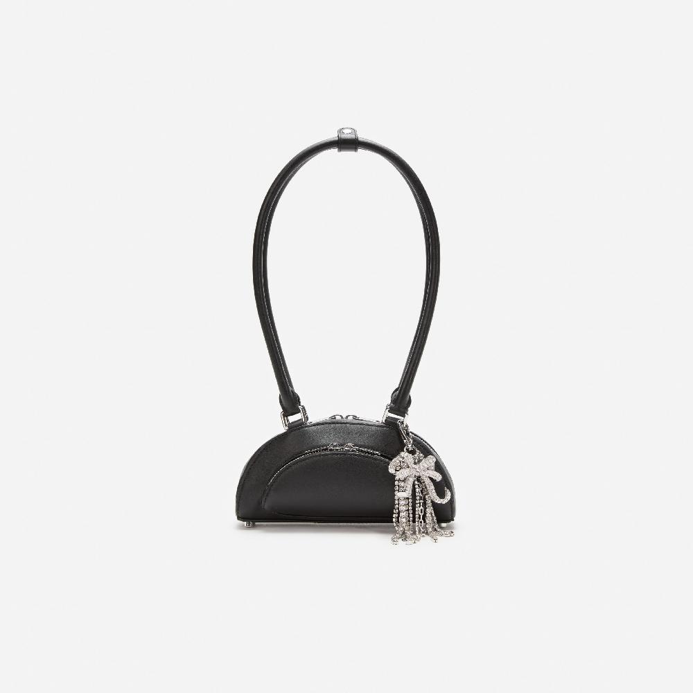self portrait Black Leather Mini Shoulder Bag With Charm BAGS