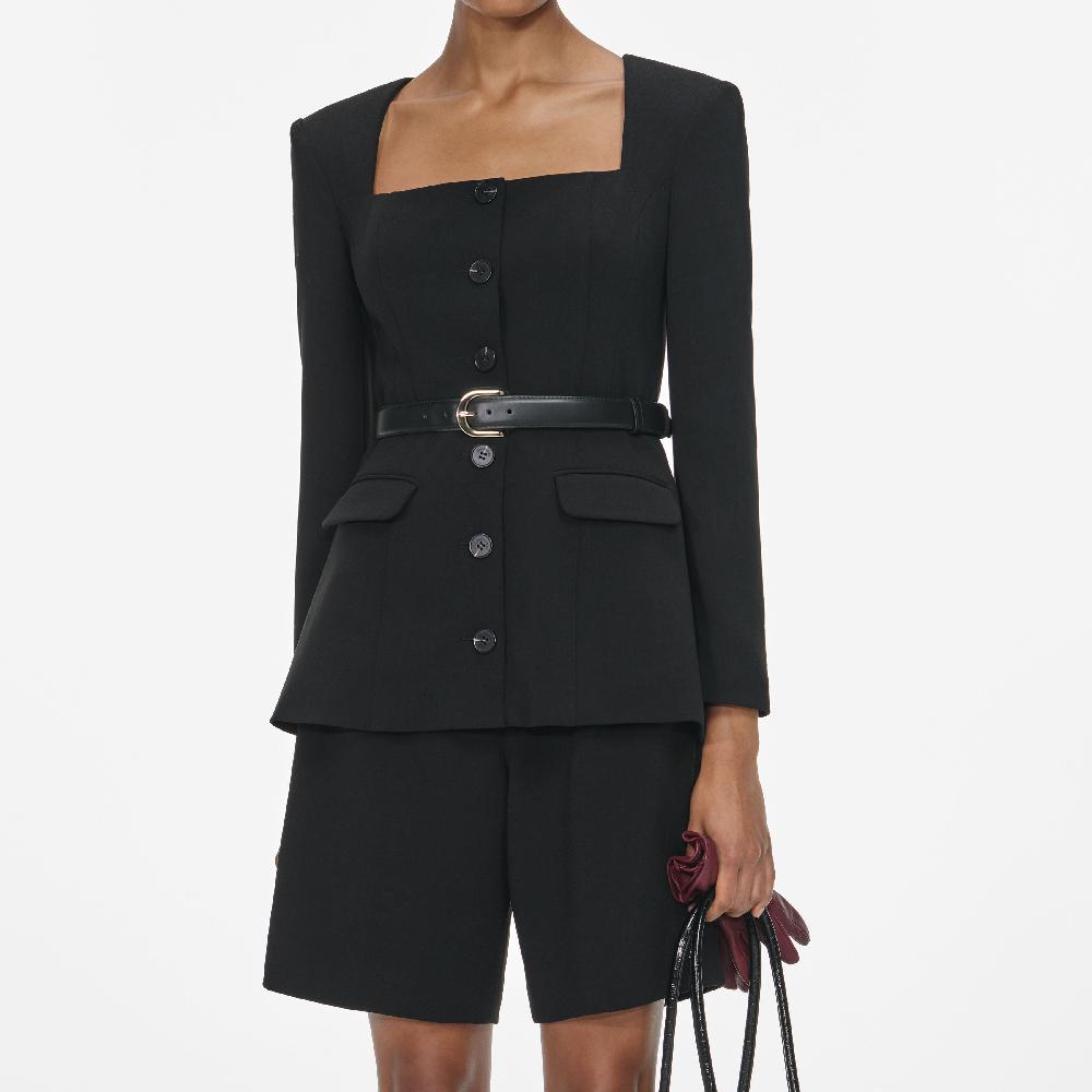 Self Portrait Black Tailored Crepe Playsuit CLOTHING