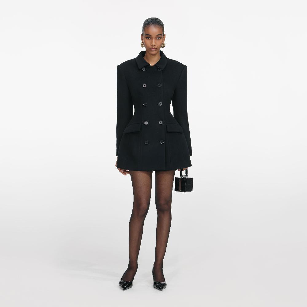 self portrait Black Wool Double Breasted Jacket CLOTHING