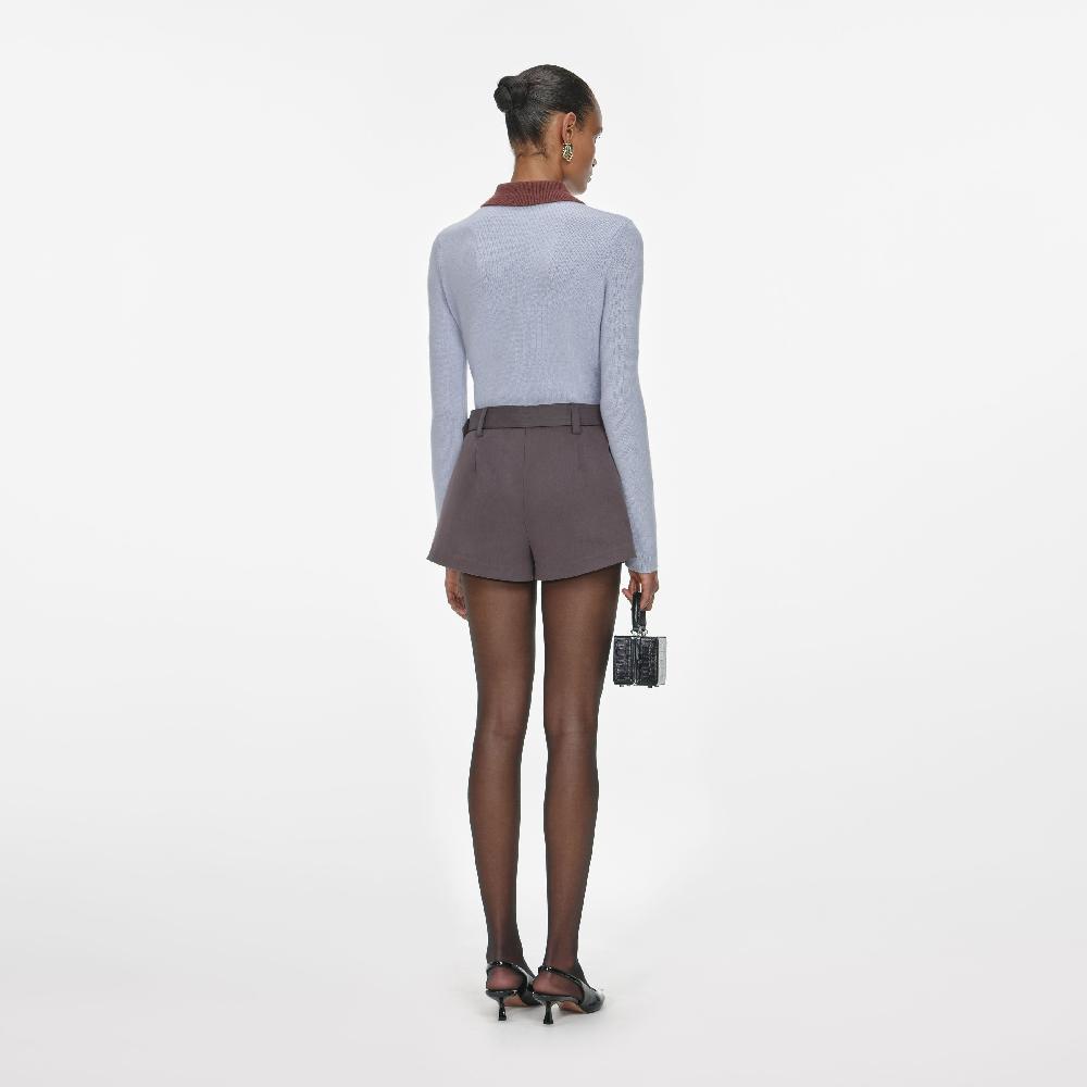 Self Portrait Blue Contrast Collar Knit Top CLOTHING