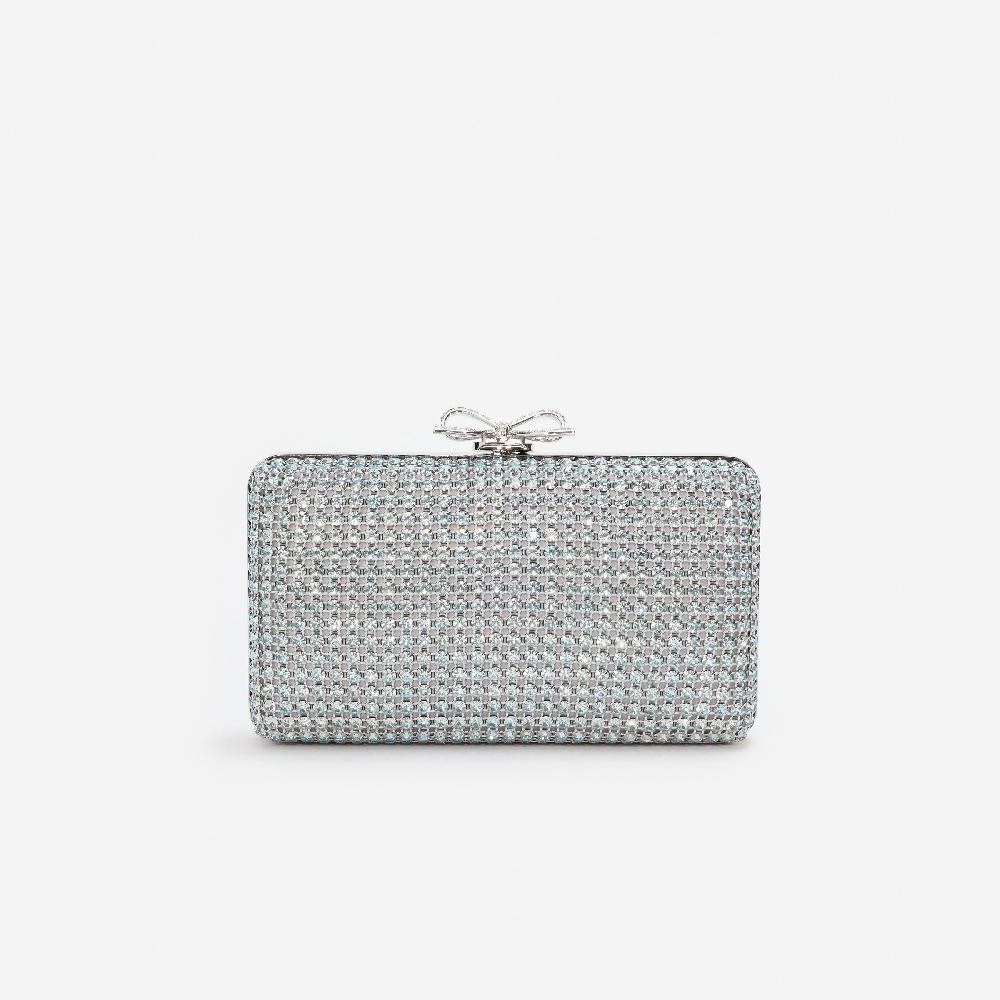 self portrait Blue Crystal Chainmail Clutch Bag BAGS