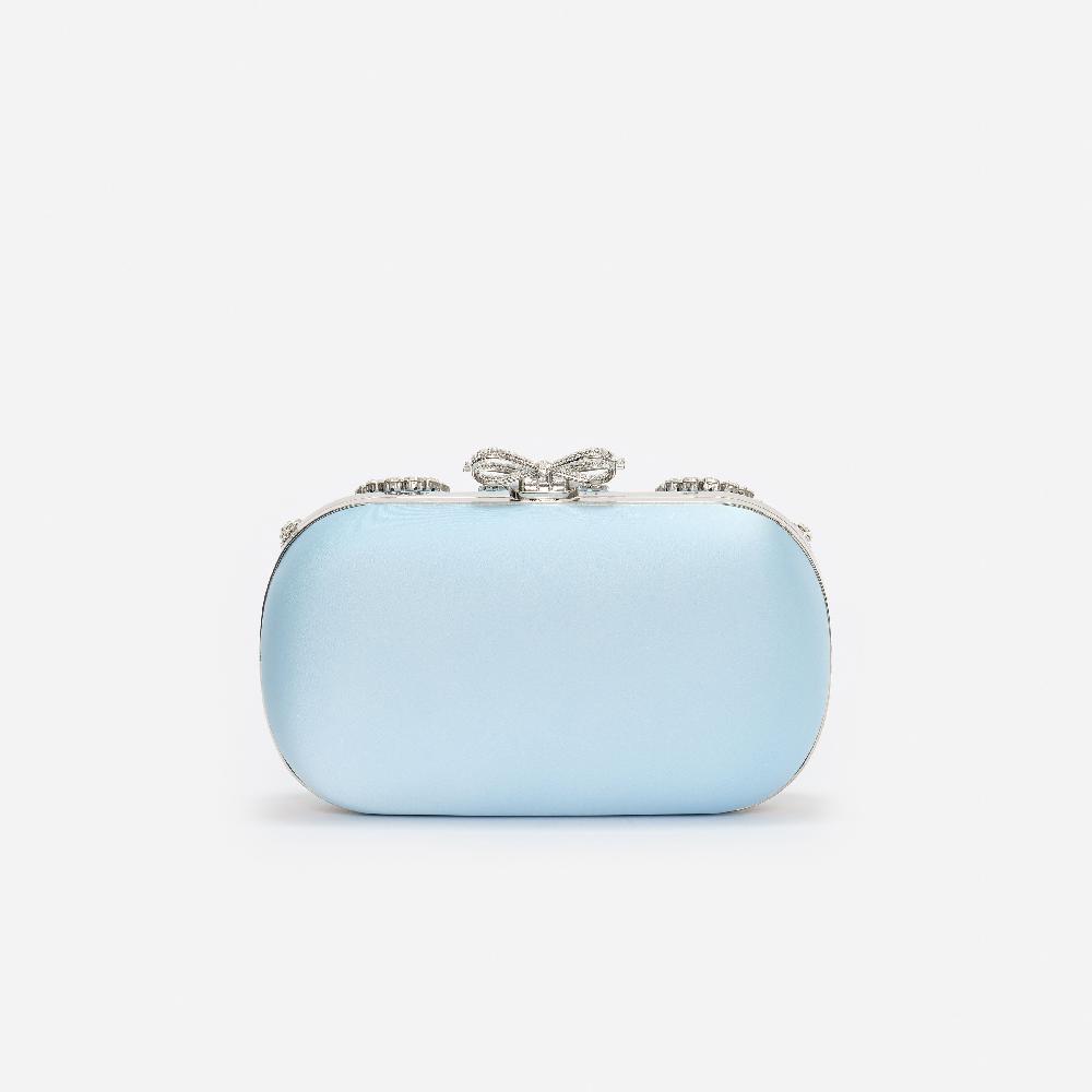 Self Portrait Blue Satin Multi Crystal Clutch Bag BAGS