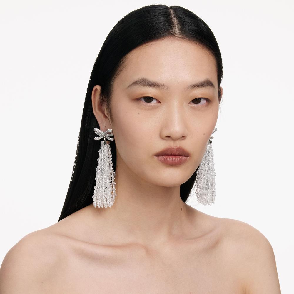 Self Portrait Bow Beaded Waterfall Earrings JEWELLERY