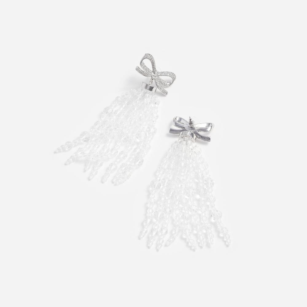Self Portrait Bow Beaded Waterfall Earrings JEWELLERY