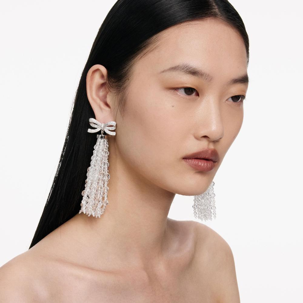 Self Portrait Bow Beaded Waterfall Earrings JEWELLERY