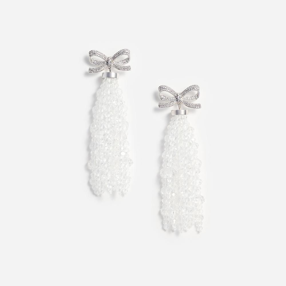 self portrait Bow Beaded Waterfall Earrings JEWELLERY