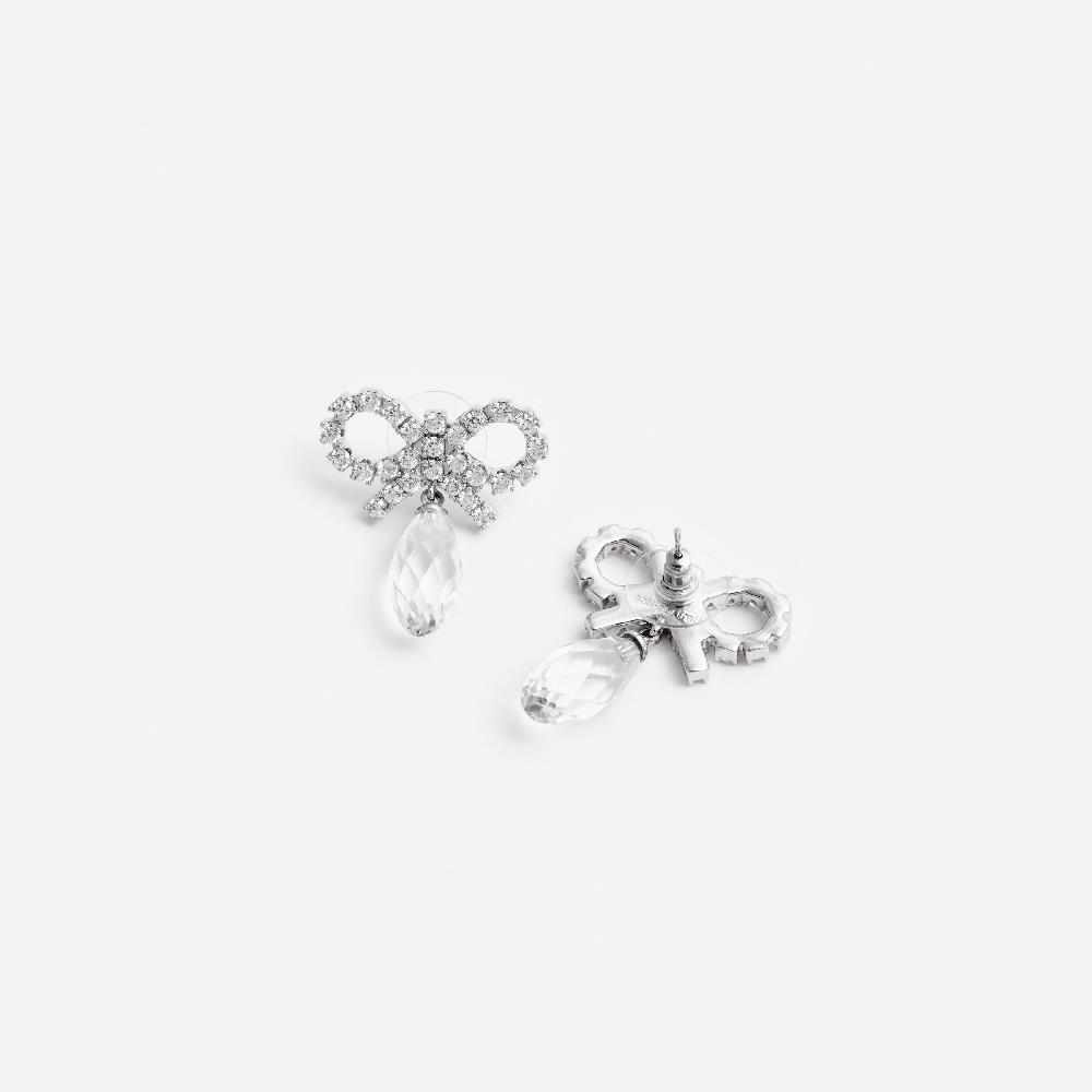 Self Portrait Bow Crystal Droplet Earrings JEWELLERY