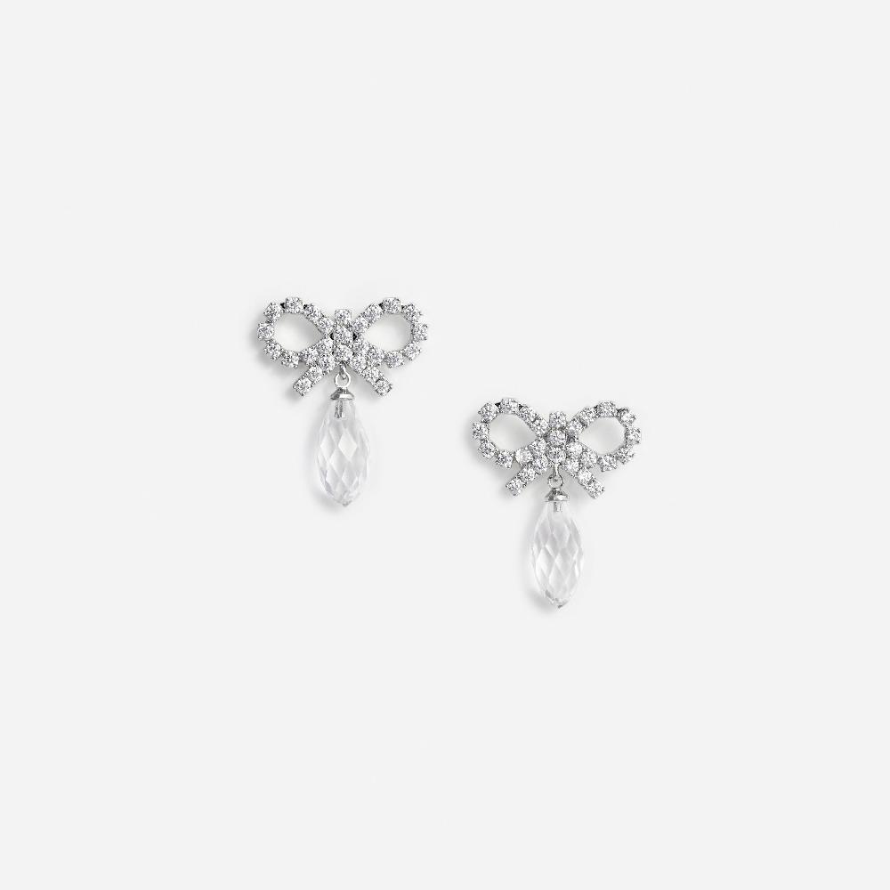 self portrait Bow Crystal Droplet Earrings JEWELLERY