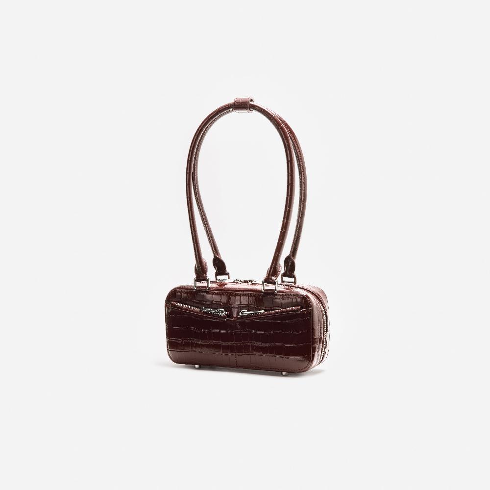 Self Portrait Brown Croc Leather Mini Shoulder Bag BAGS