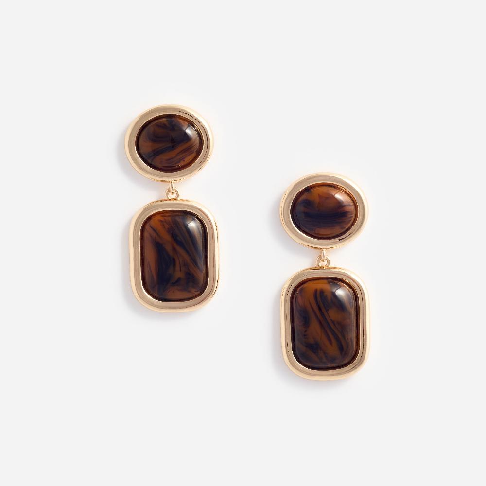 self portrait Brown Enamel Gold Tiered Earrings JEWELLERY