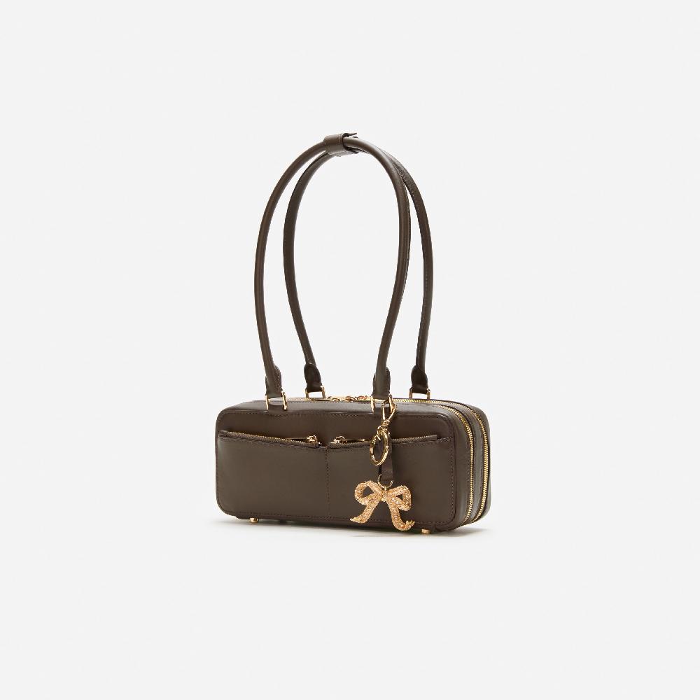 Self Portrait Brown Leather Shoulder Bag With Charm BAGS