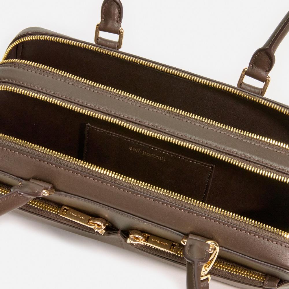 Self Portrait Brown Leather Shoulder Bag With Charm BAGS