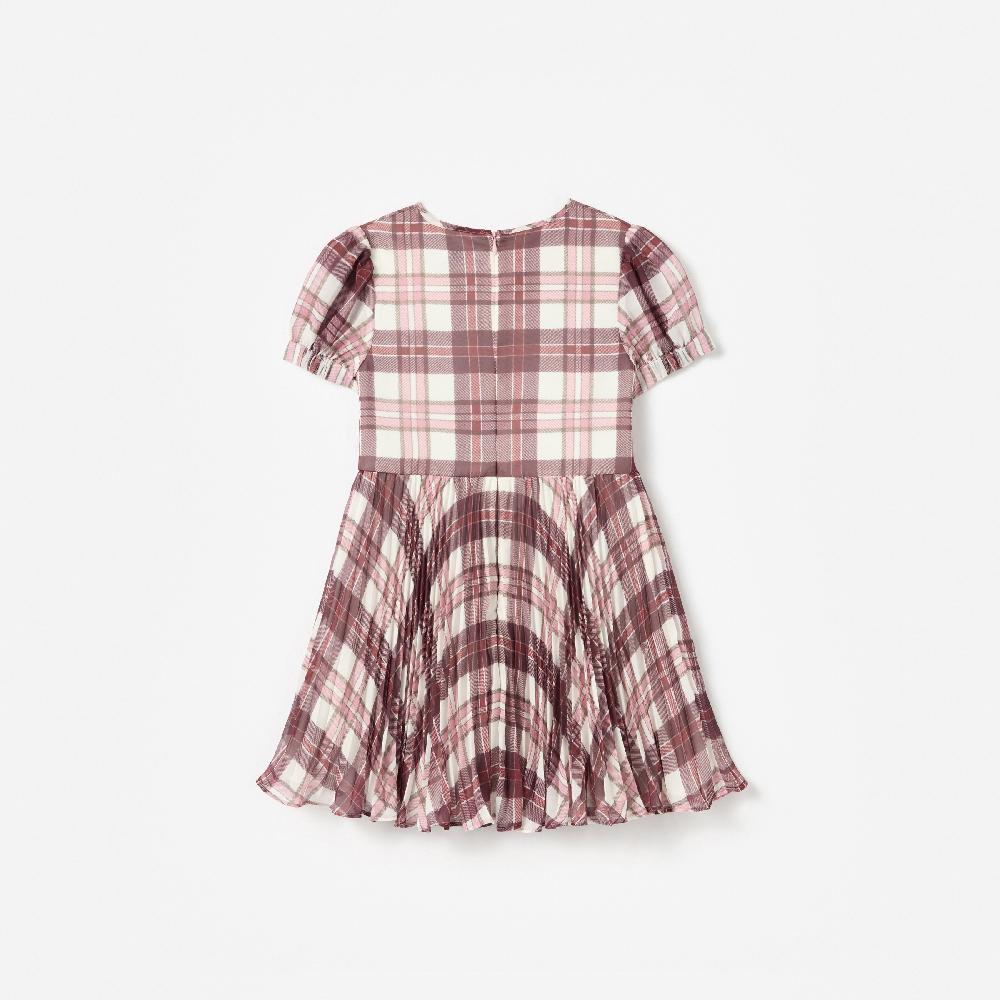 Self Portrait Burgundy Check Print Chiffon Dress KIDS