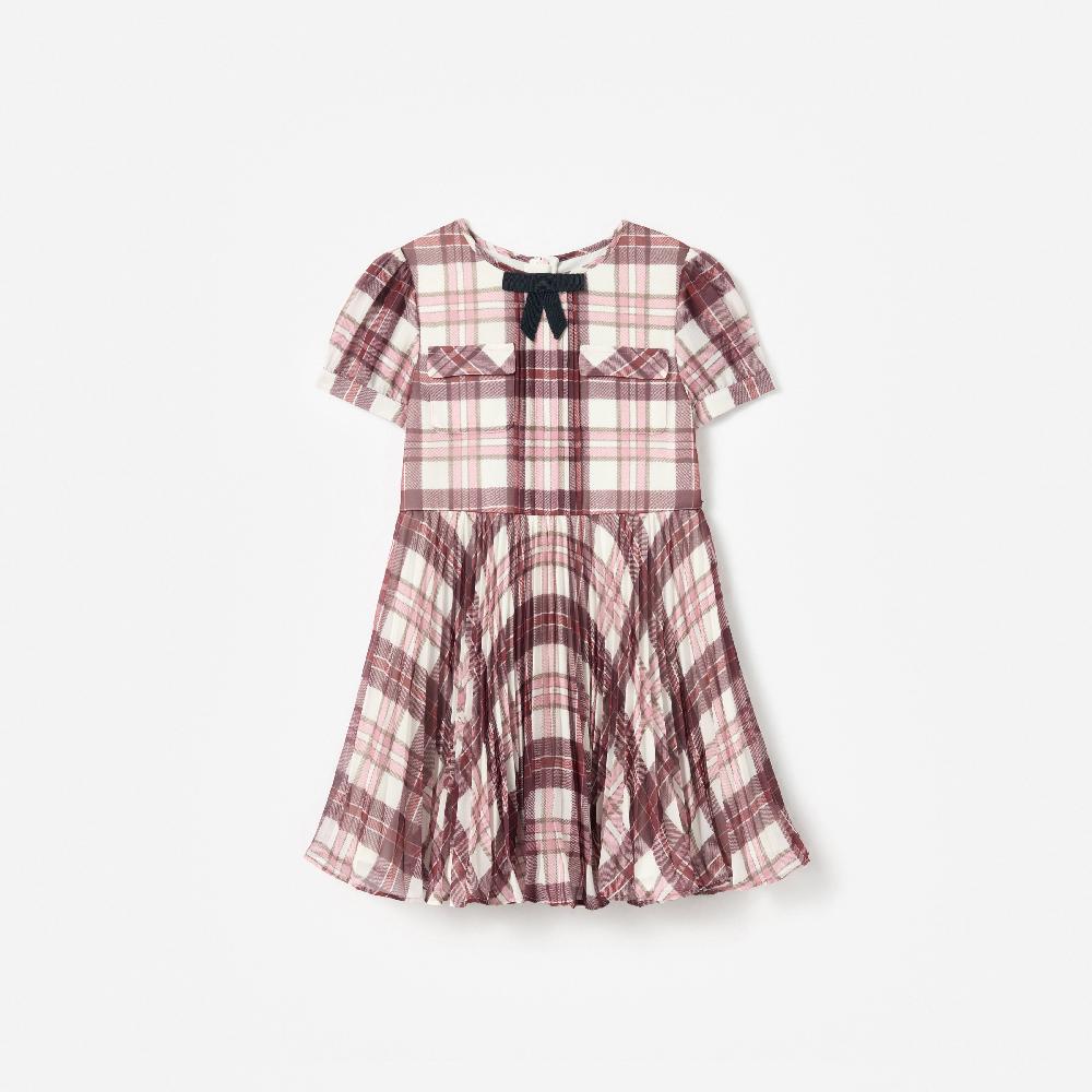 self portrait Burgundy Check Print Chiffon Dress KIDS