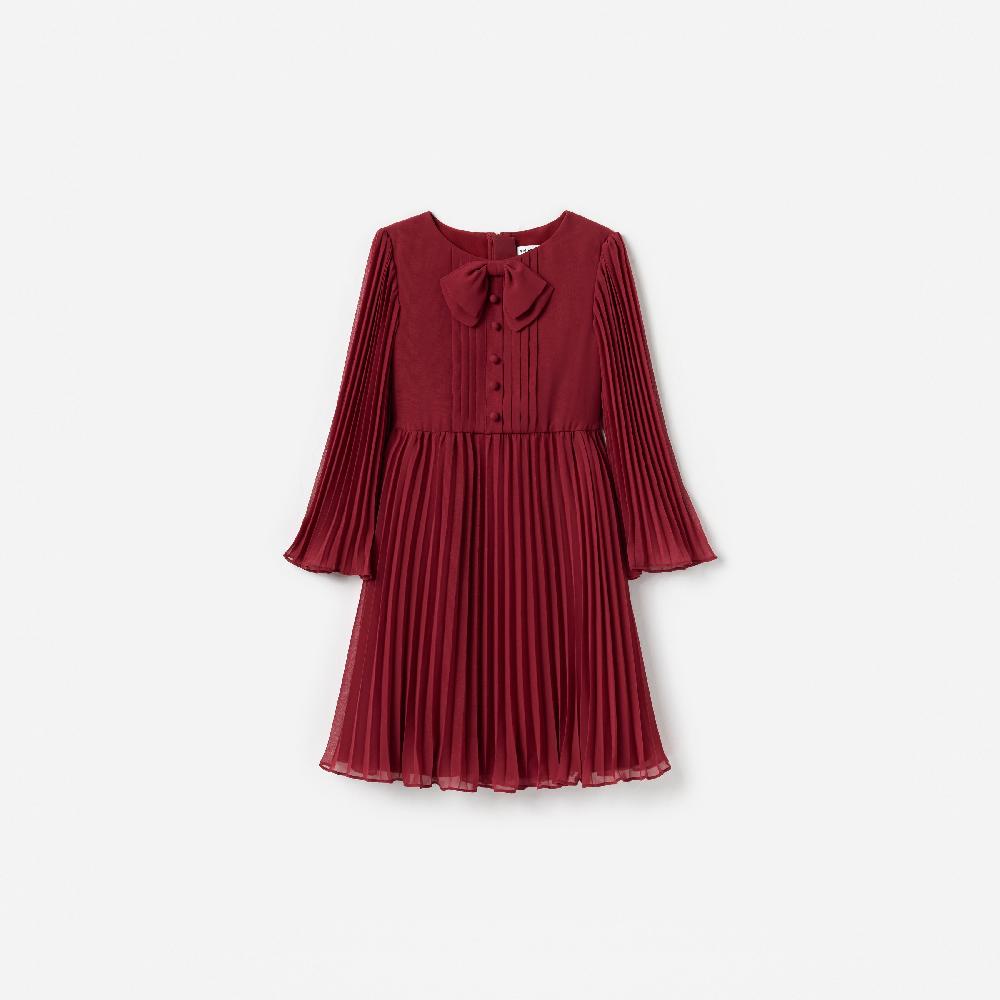self portrait Burgundy Chiffon Long Sleeve Dress KIDS