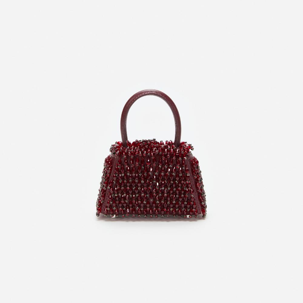 Self Portrait Burgundy Embellished Micro Bow Bag BAGS
