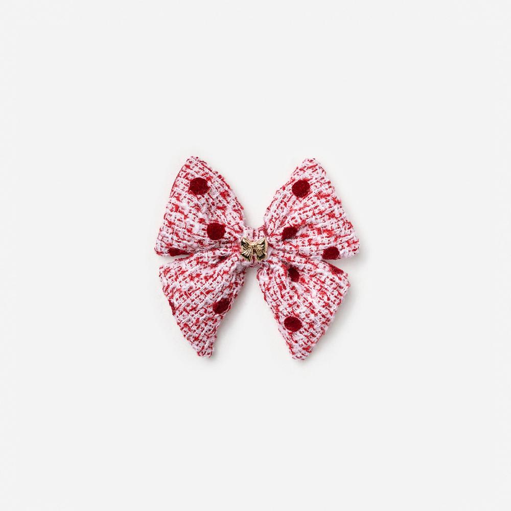 self portrait Burgundy Polka Dot Boucle Hair Bow KIDS