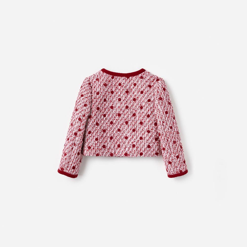 Self Portrait Burgundy Polka Dot Boucle Jacket KIDS