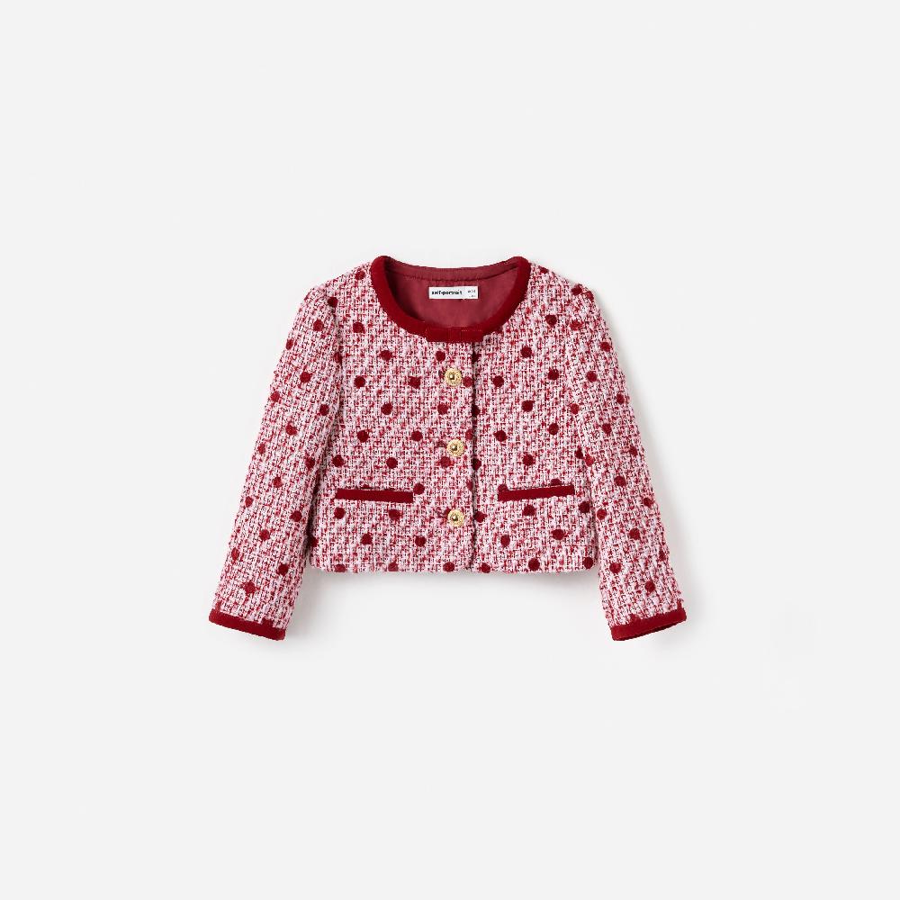 self portrait Burgundy Polka Dot Boucle Jacket KIDS