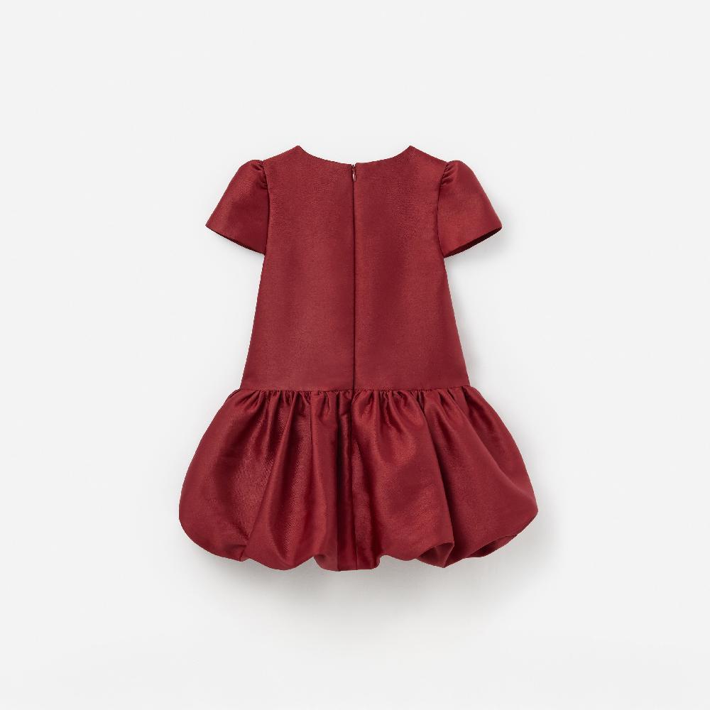 Self Portrait Burgundy Taffeta Short Sleeve Dress KIDS
