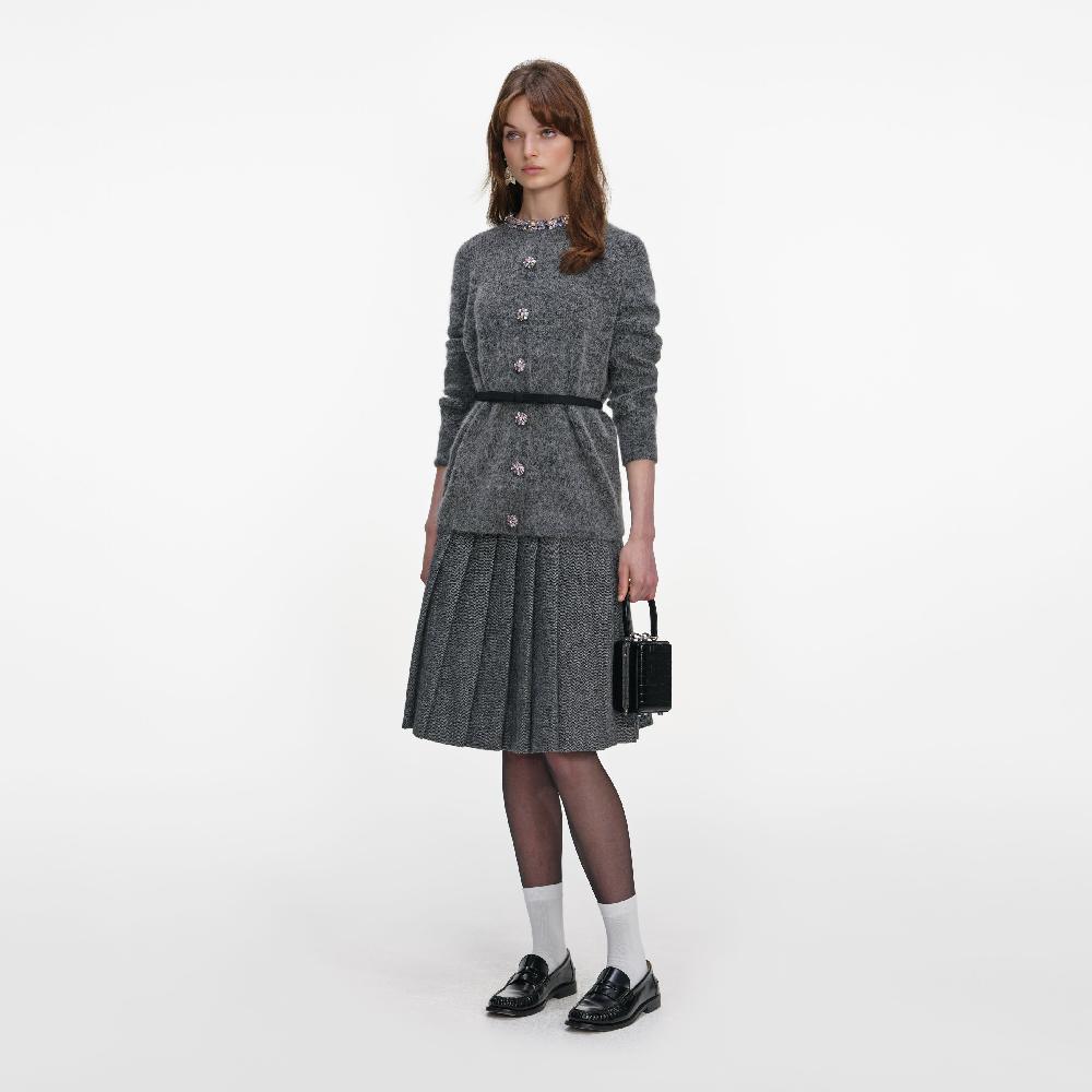 Self Portrait Charcoal Crystal Trim Cardigan CLOTHING