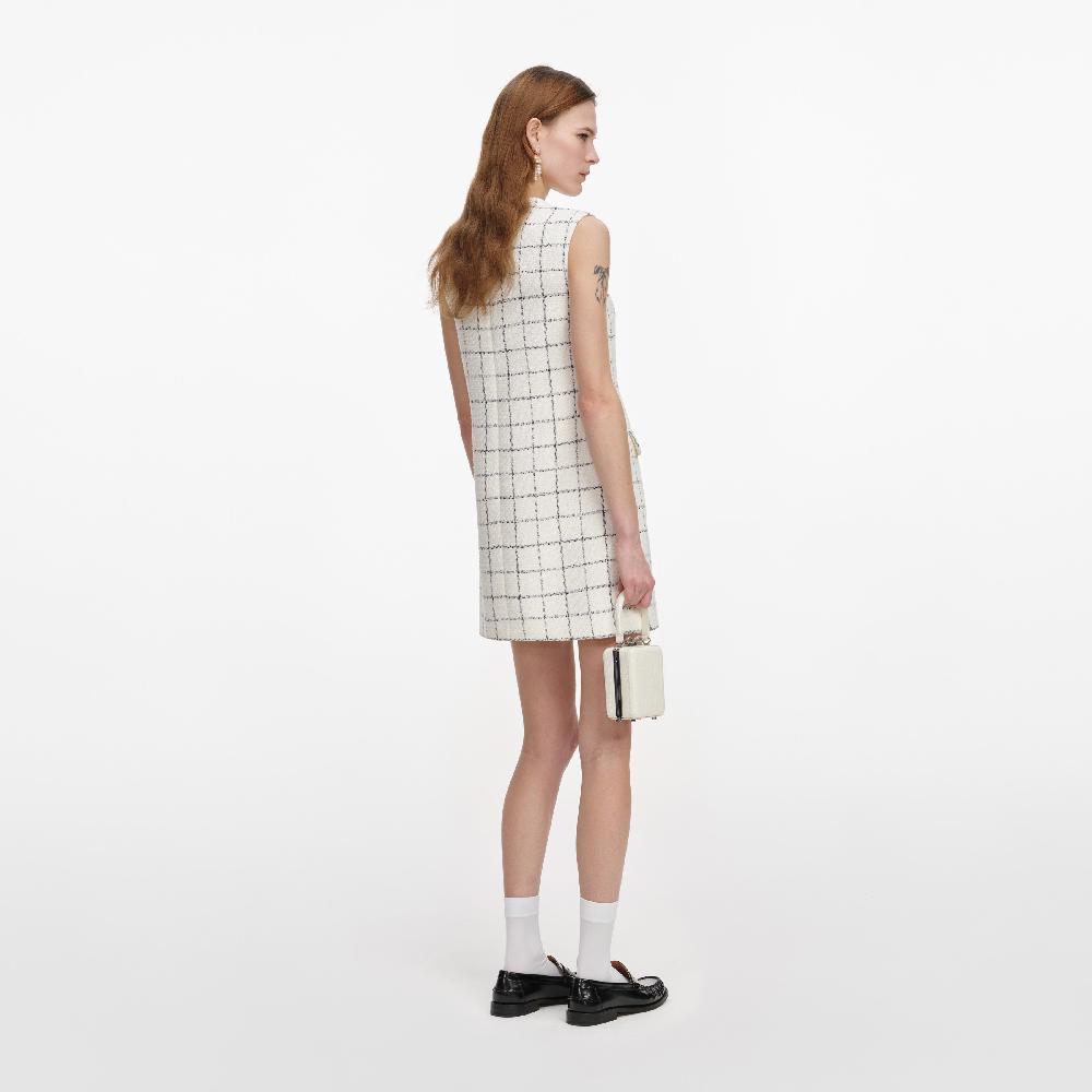 Self Portrait Check Boucle Lace Trim Mini Dress CLOTHING