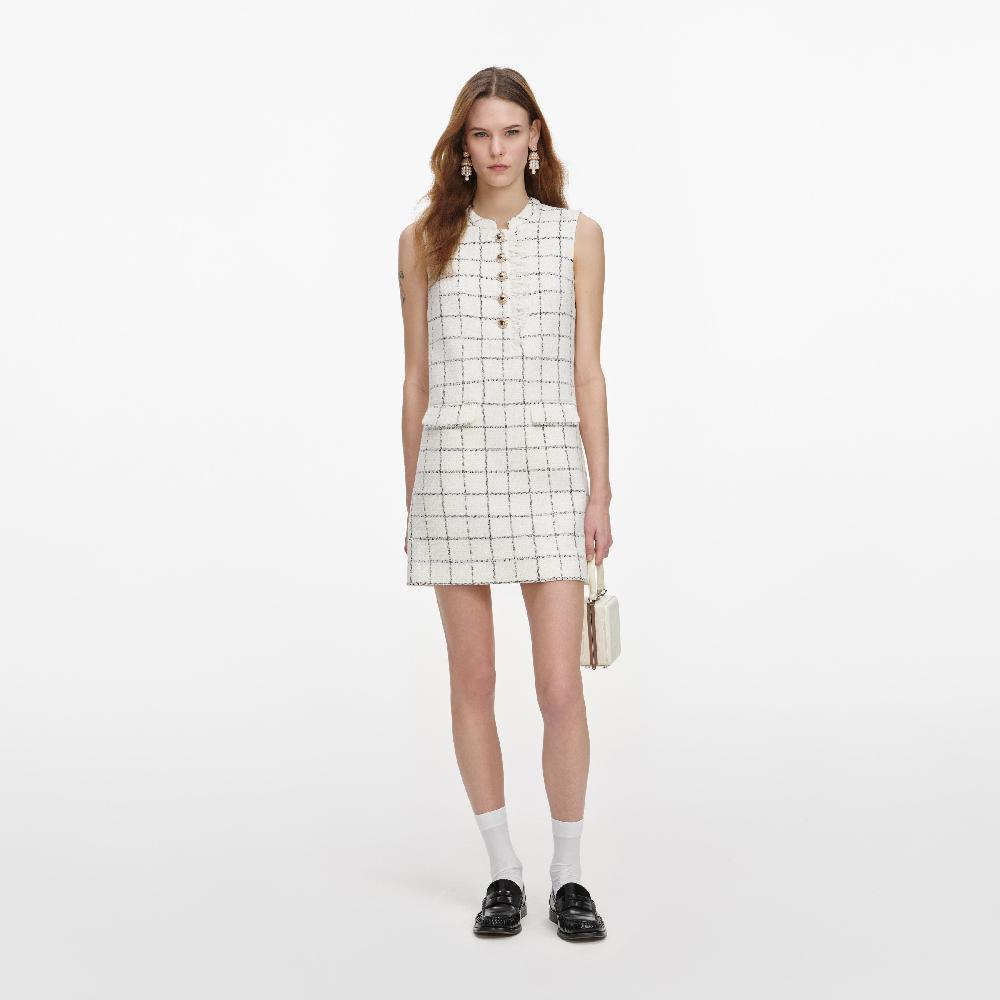self portrait Check Boucle Lace Trim Mini Dress CLOTHING