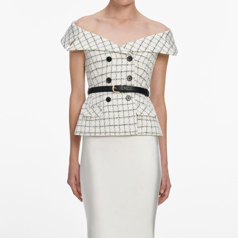 Self Portrait Check Boucle Satin Maxi Dress CLOTHING