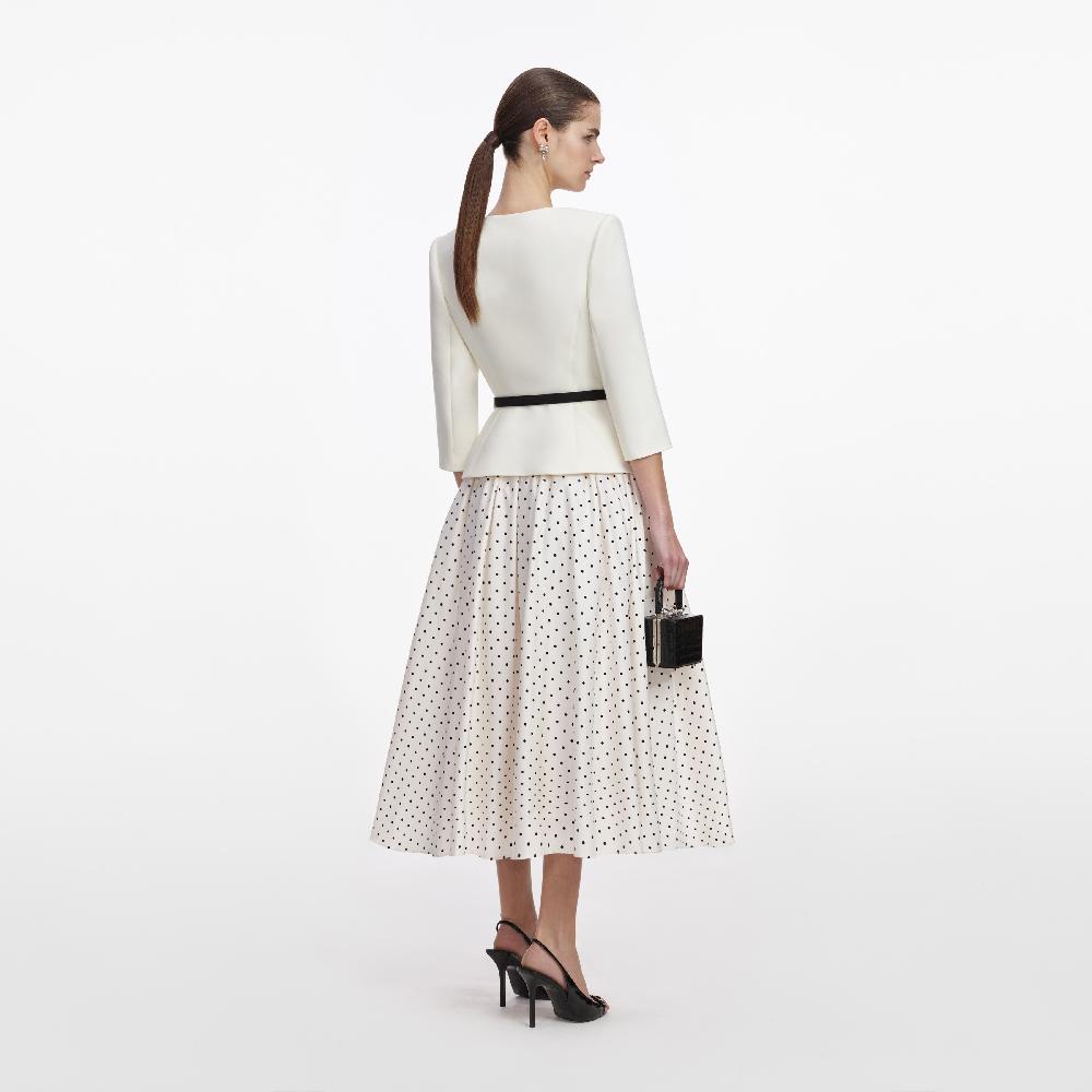 Self Portrait Cream 3D Flower Polka Dot Midi Dress CLOTHING