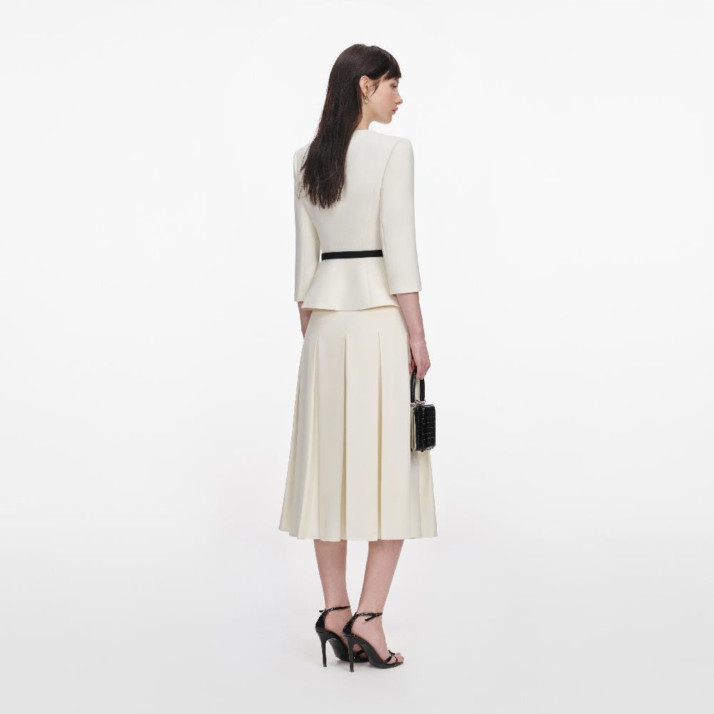 Self Portrait Cream 3D Flower Tailored Midi Dress CLOTHING