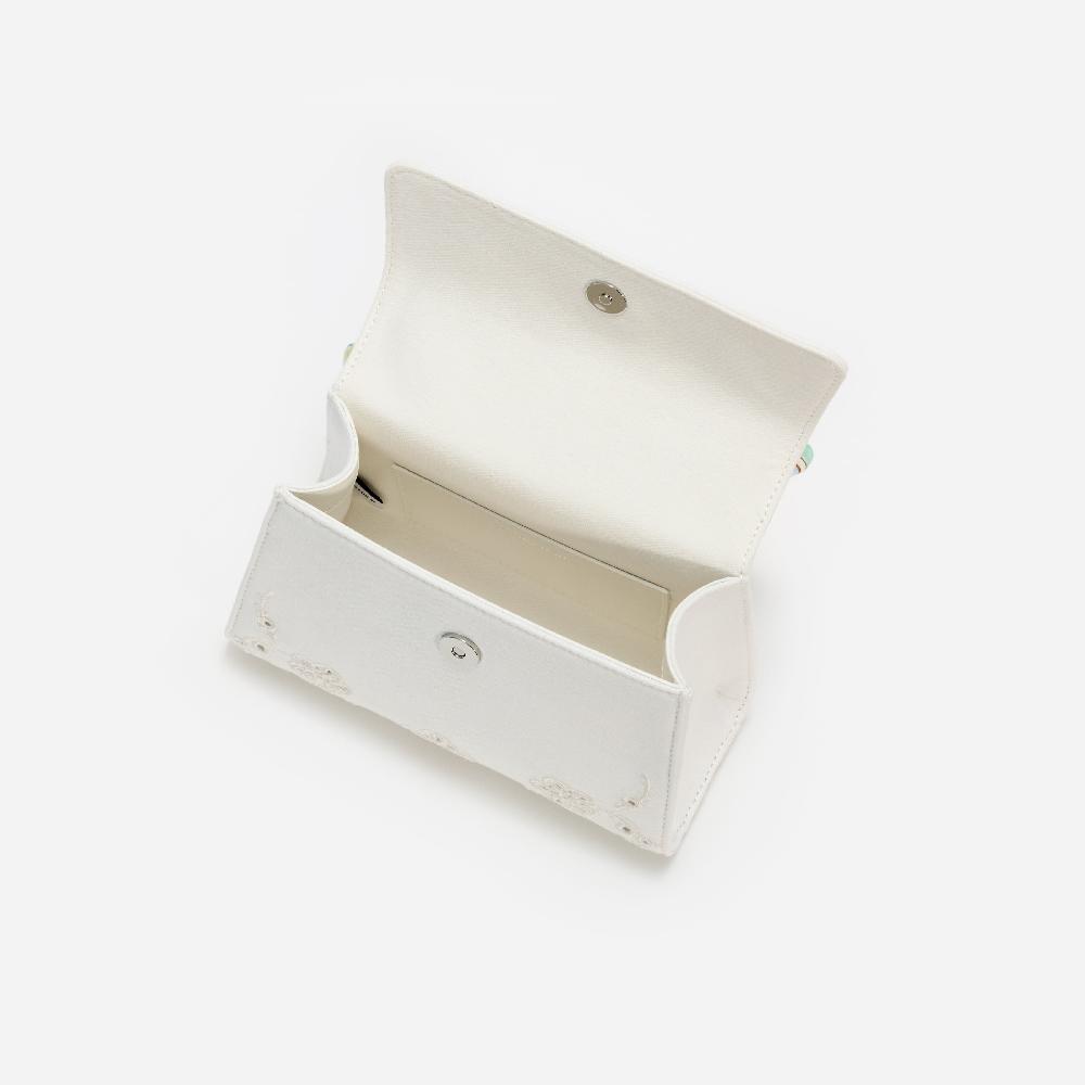 Self Portrait Cream Linen Mint Floral Mini Bag BAGS