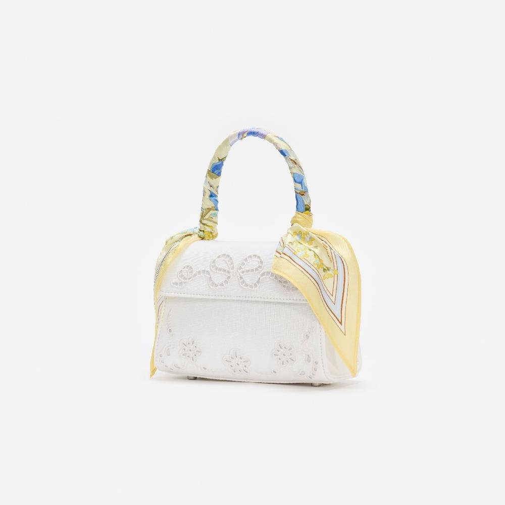 Self Portrait Cream Linen Yellow Floral Mini Bag BAGS