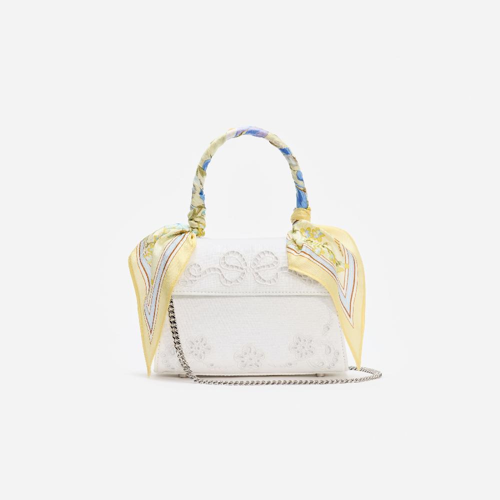 Self Portrait Cream Linen Yellow Floral Mini Bag BAGS