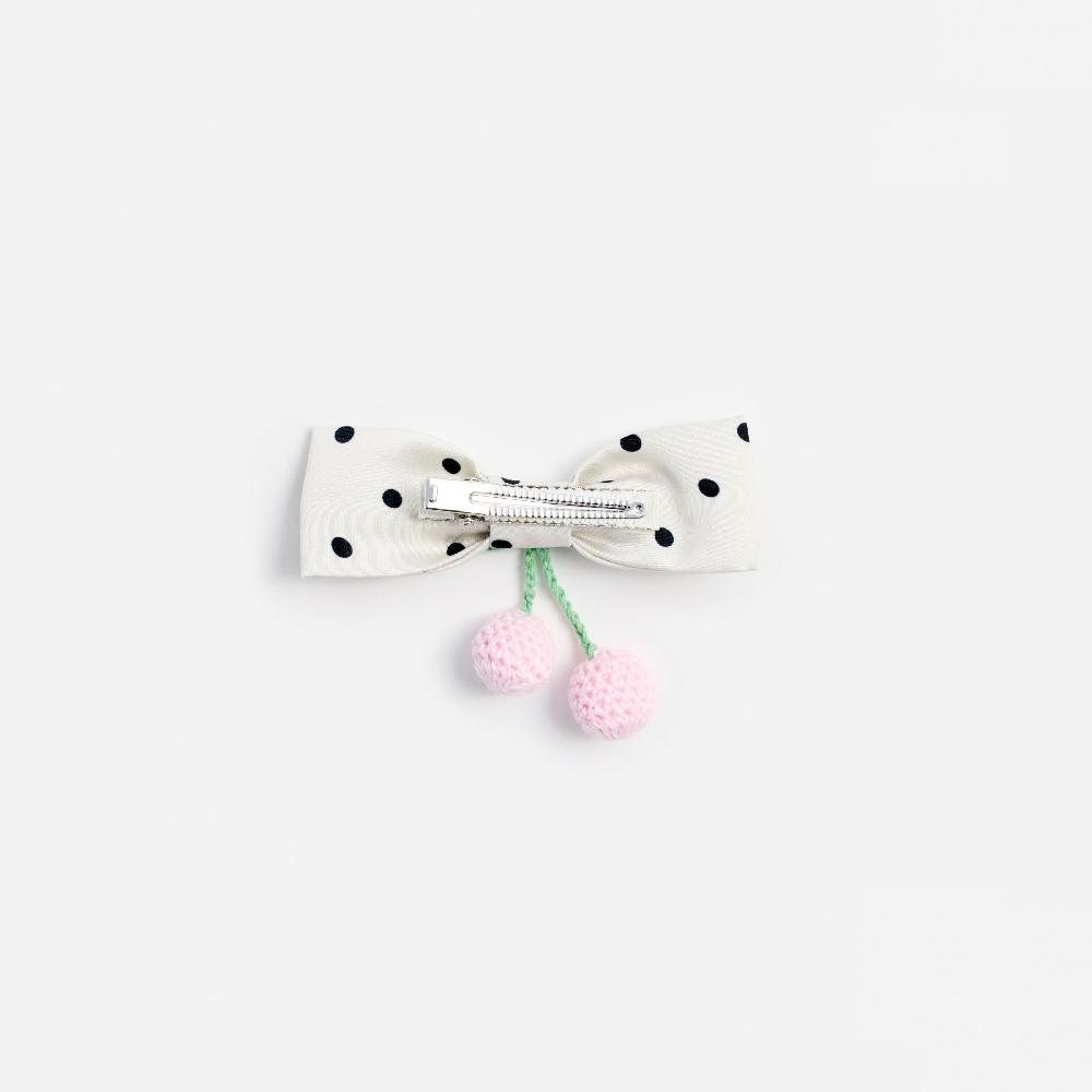 Self Portrait Cream Polka Dot Cherry Motif Hair Clip KIDS