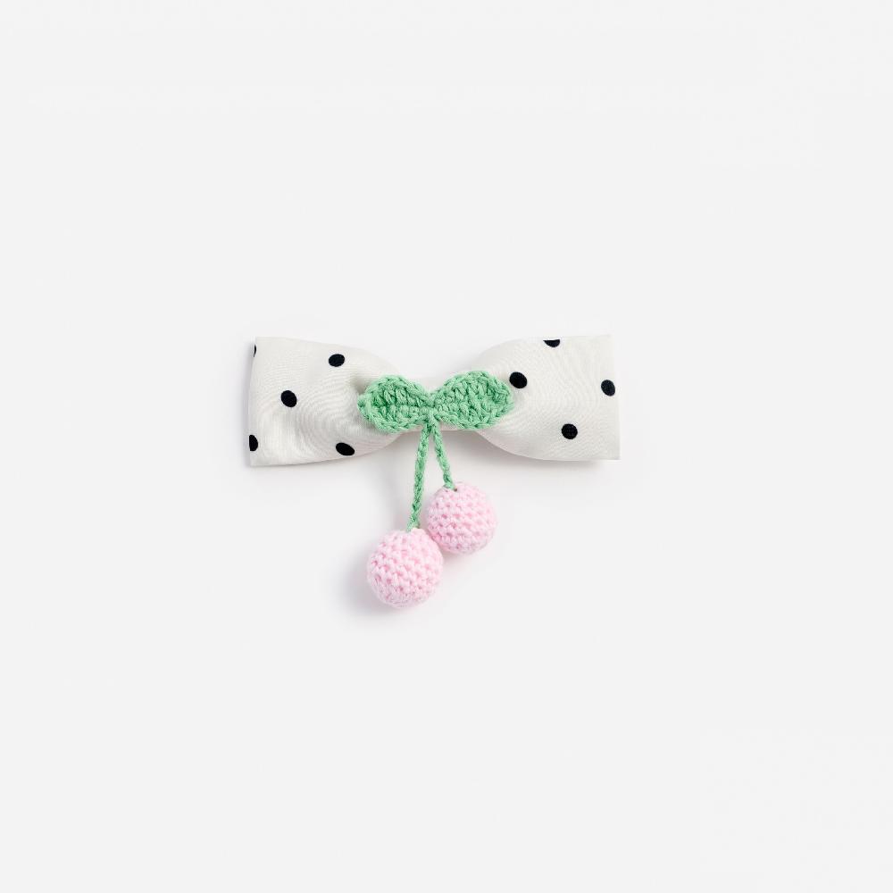 self portrait Cream Polka Dot Cherry Motif Hair Clip KIDS