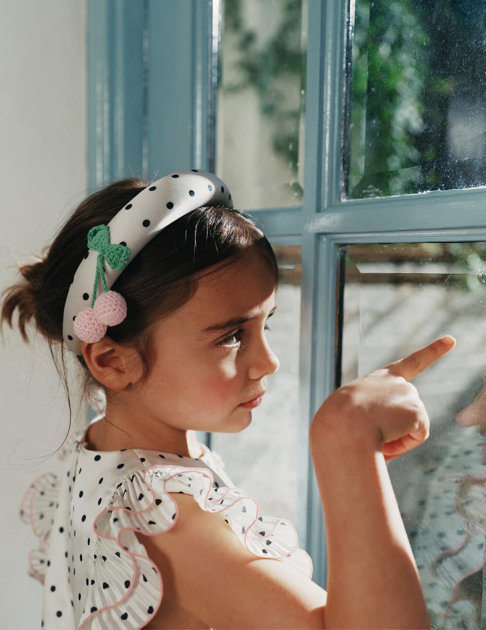 Self Portrait Cream Polka Dot Cherry Motif Headband KIDS