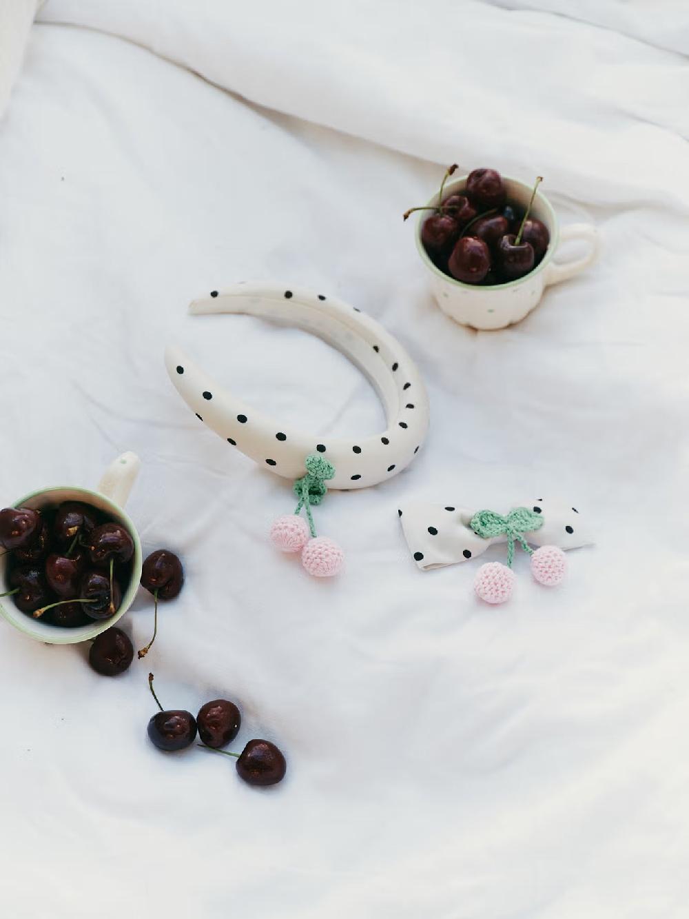 Self Portrait Cream Polka Dot Cherry Motif Headband KIDS