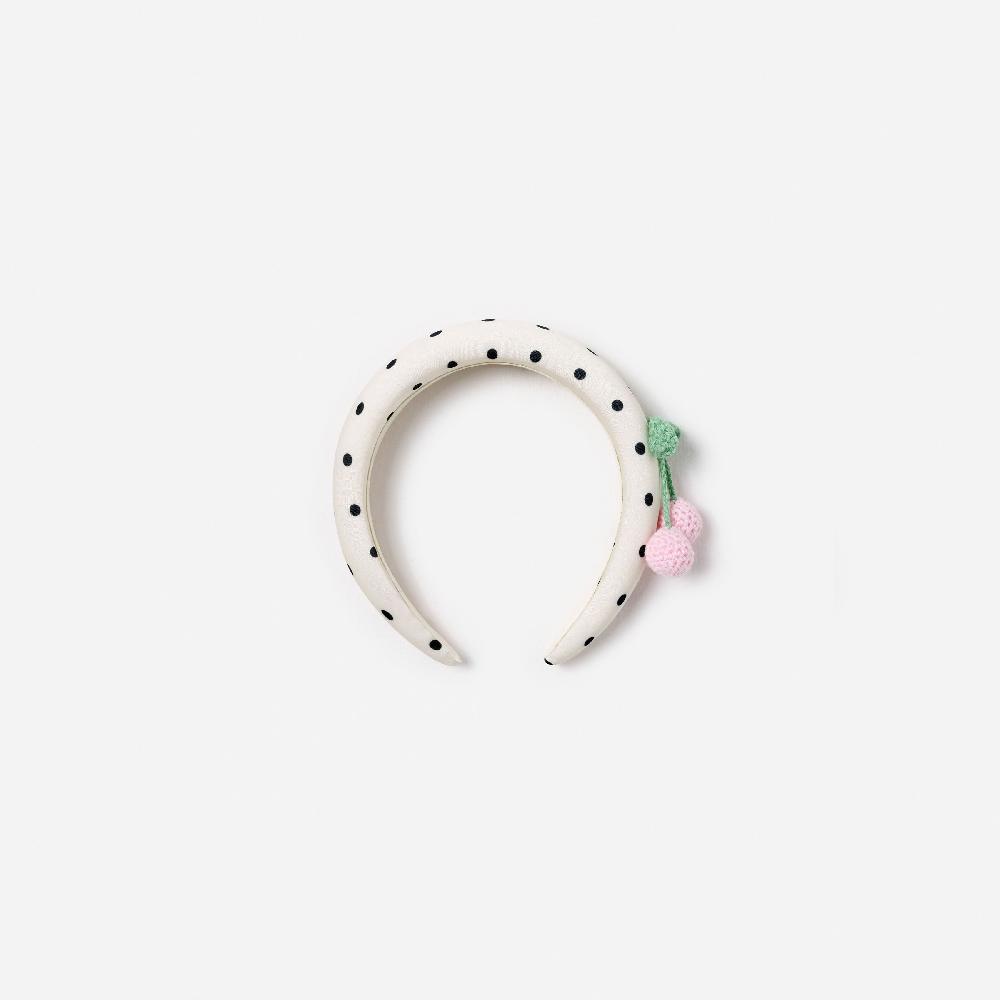 self portrait Cream Polka Dot Cherry Motif Headband KIDS
