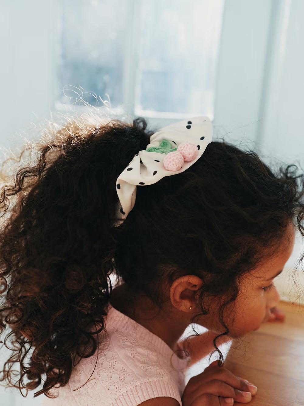 Self Portrait Cream Polka Dot Cherry Scrunchie KIDS