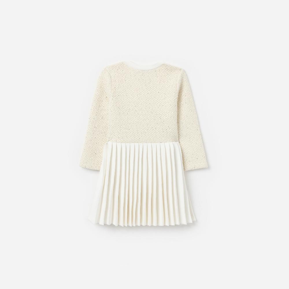 Self Portrait Cream Sequin Knit Bow Trim Dress KIDS