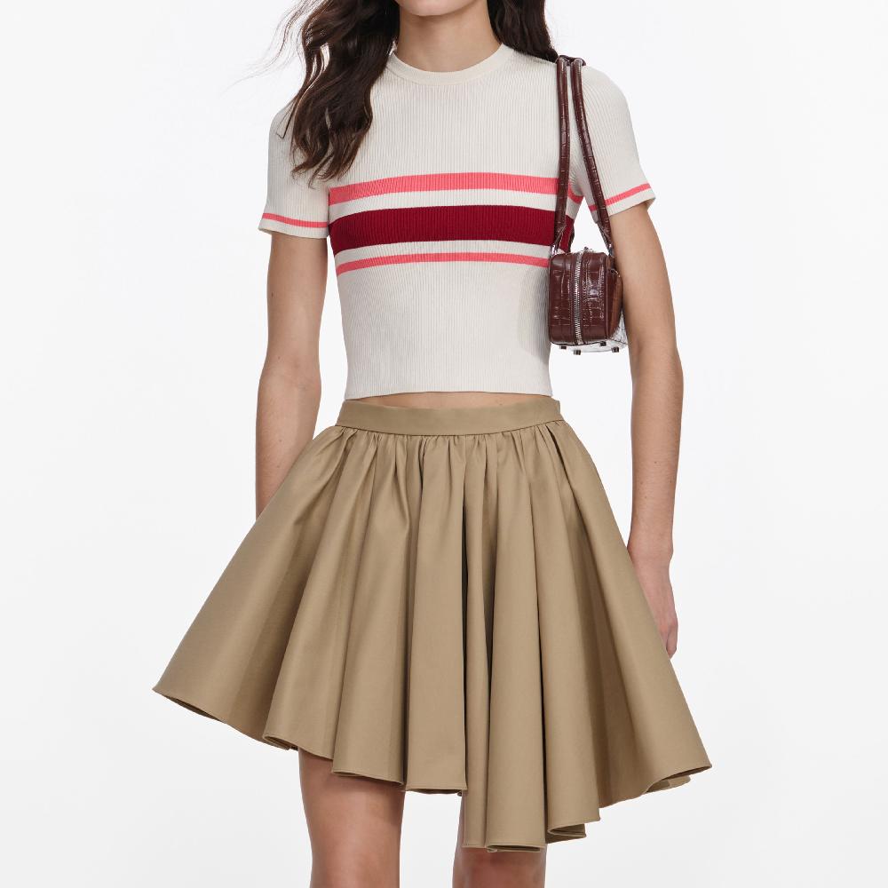 Self Portrait Cream Stripe Viscose Knit Top CLOTHING