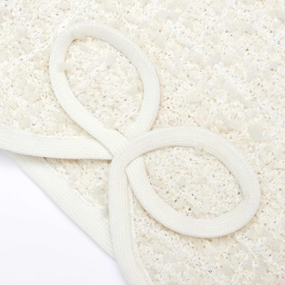 Self Portrait Cream Textured Bow Detail Knit Skirt KIDS