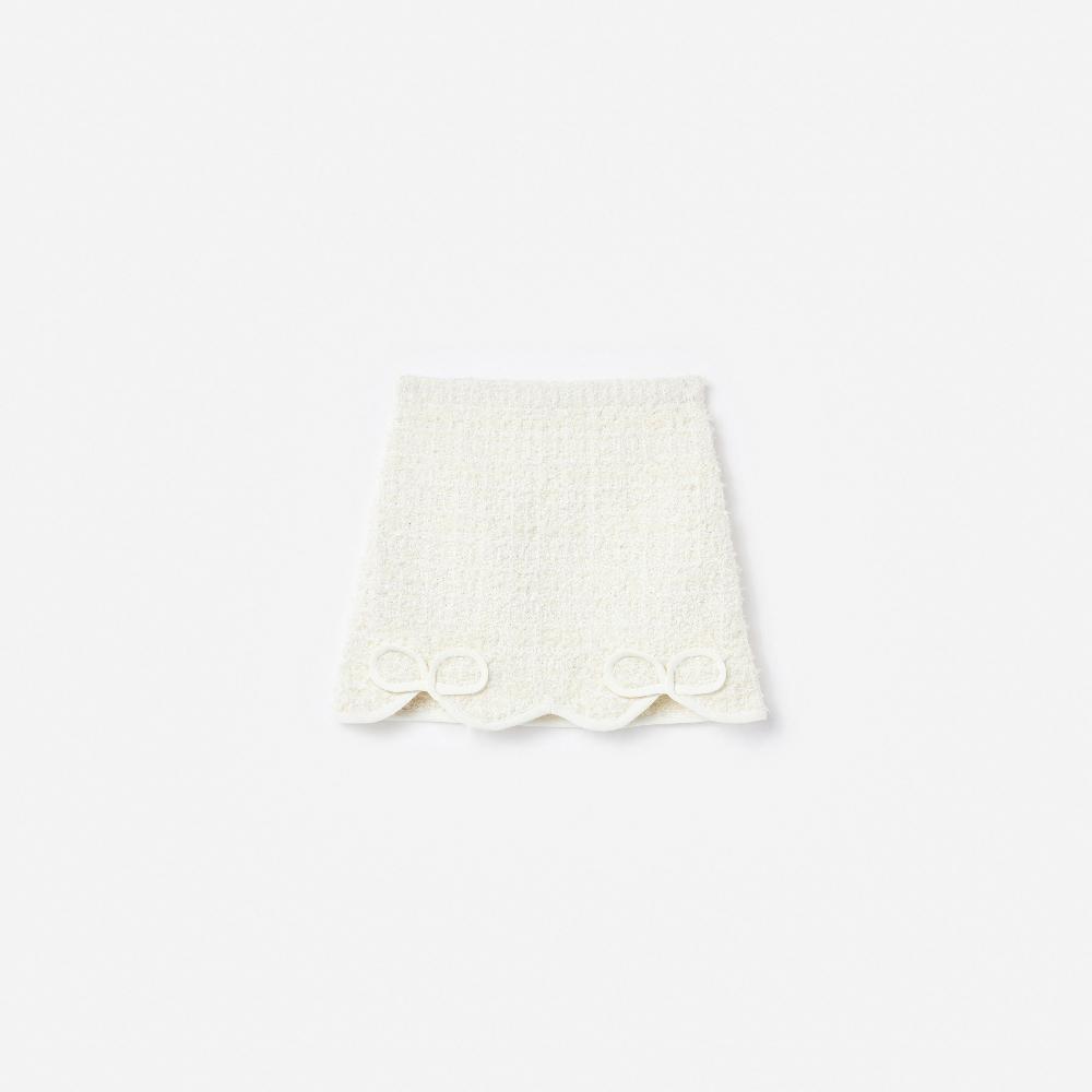 self portrait Cream Textured Bow Detail Knit Skirt KIDS