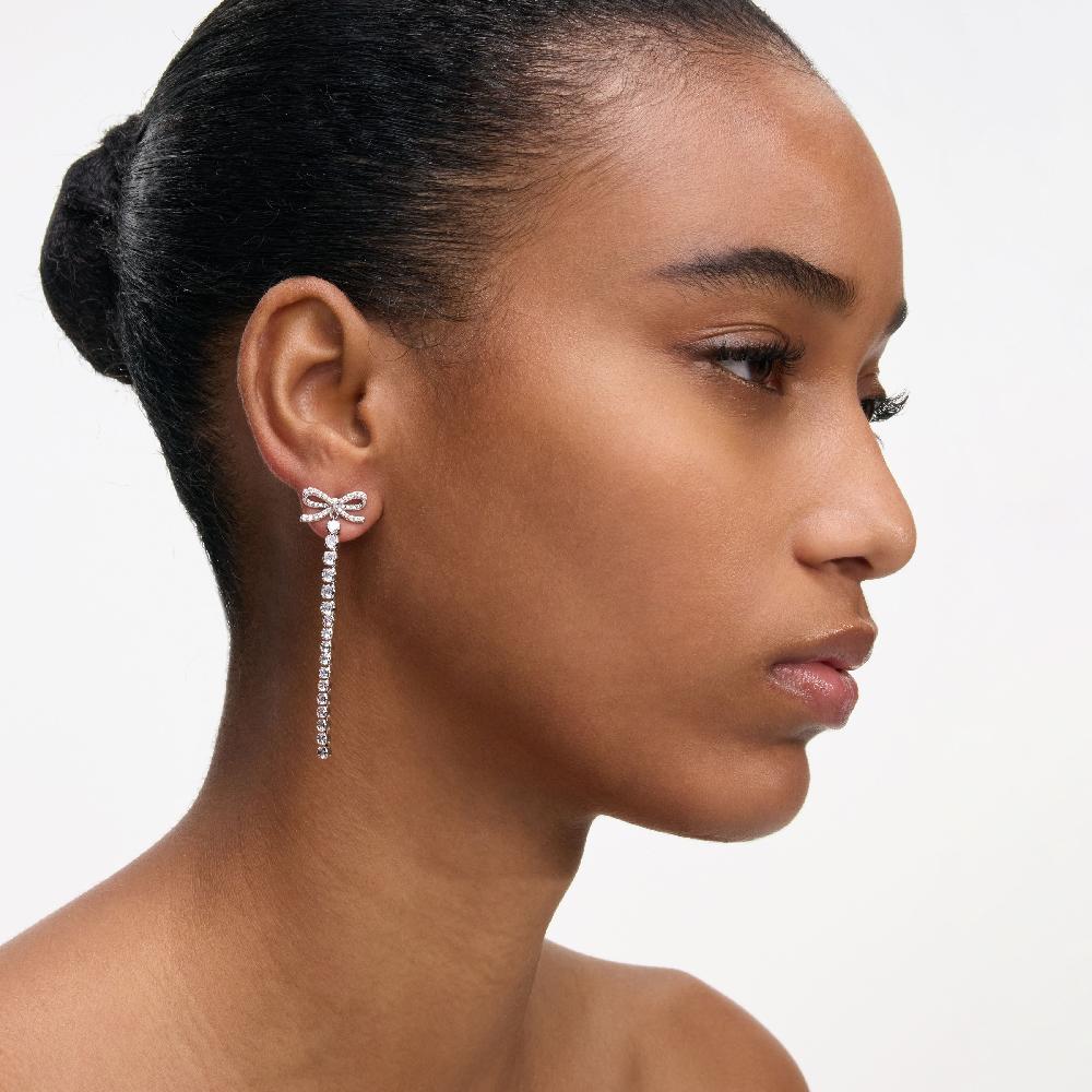 Self Portrait Crystal Bow Droplet Earrings JEWELLERY