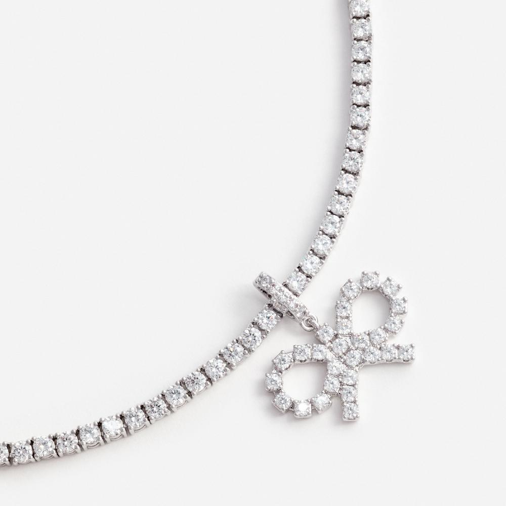 Self Portrait Crystal Bow Tennis Necklace JEWELLERY