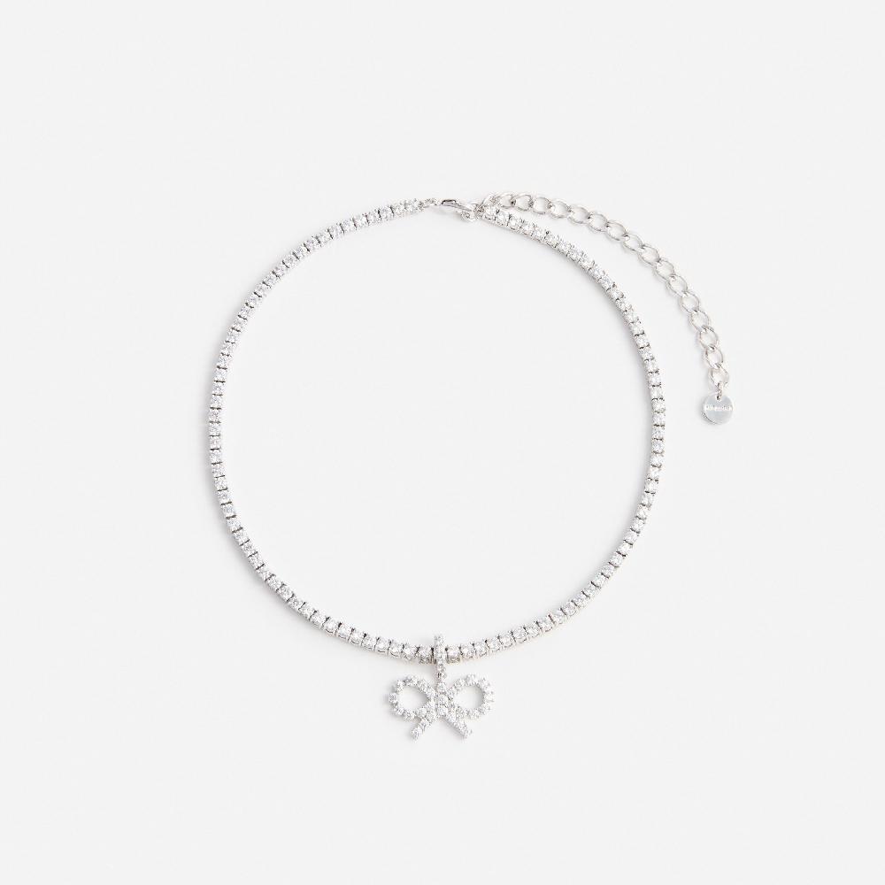 self portrait Crystal Bow Tennis Necklace JEWELLERY