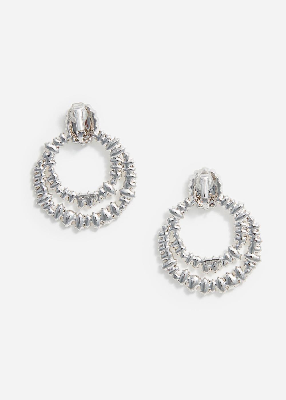 Self Portrait Crystal Double Hoop Earrings JEWELLERY
