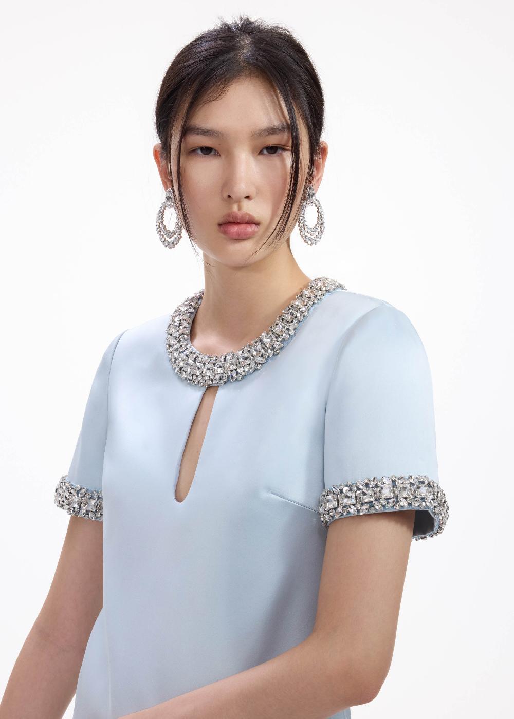 Self Portrait Crystal Double Hoop Earrings JEWELLERY