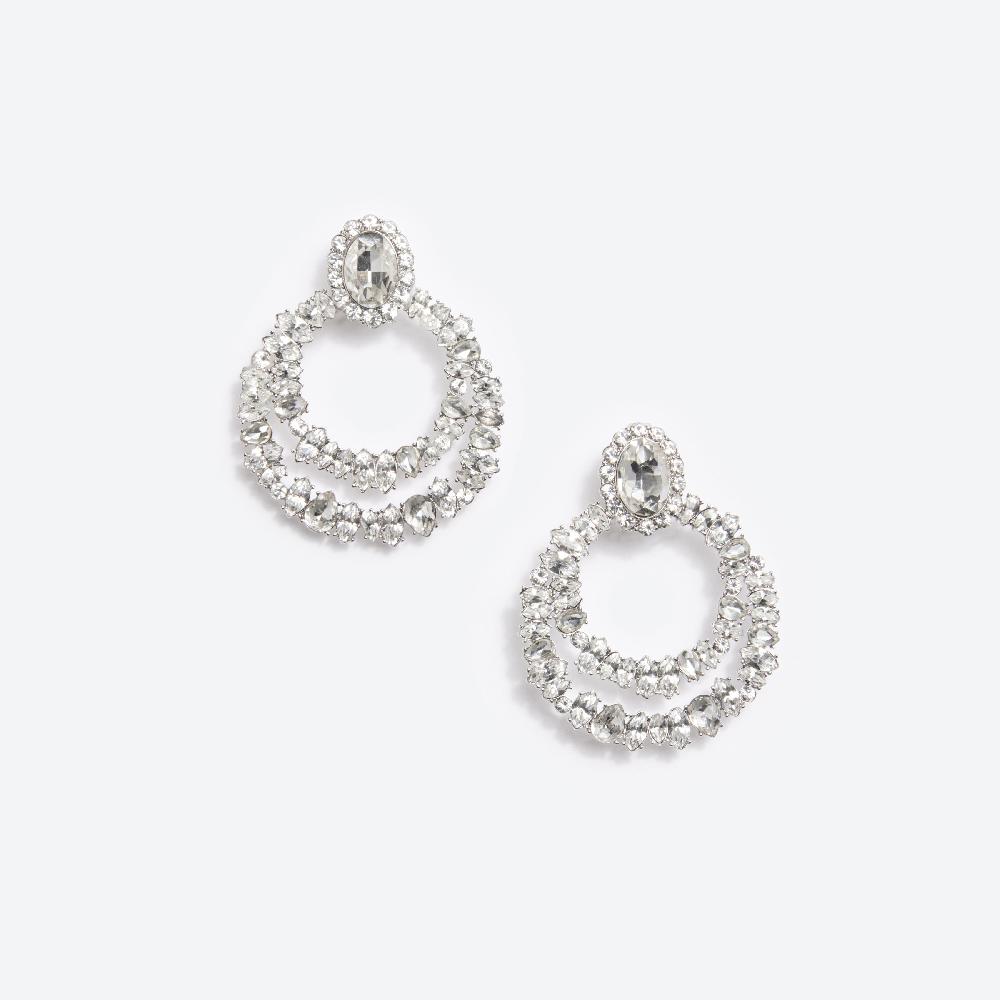 self portrait Crystal Double Hoop Earrings JEWELLERY